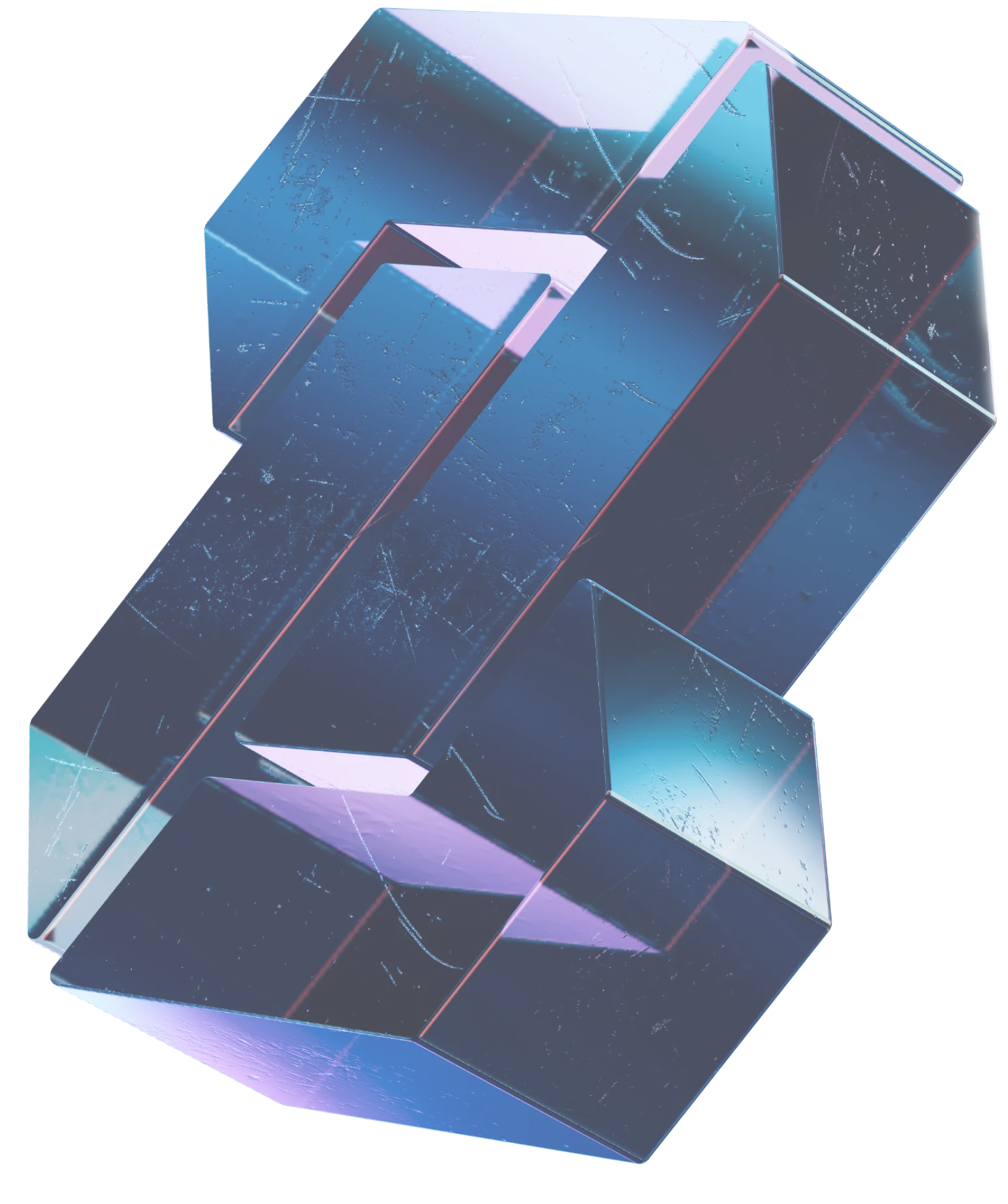 3D metallic logo with blue gradient